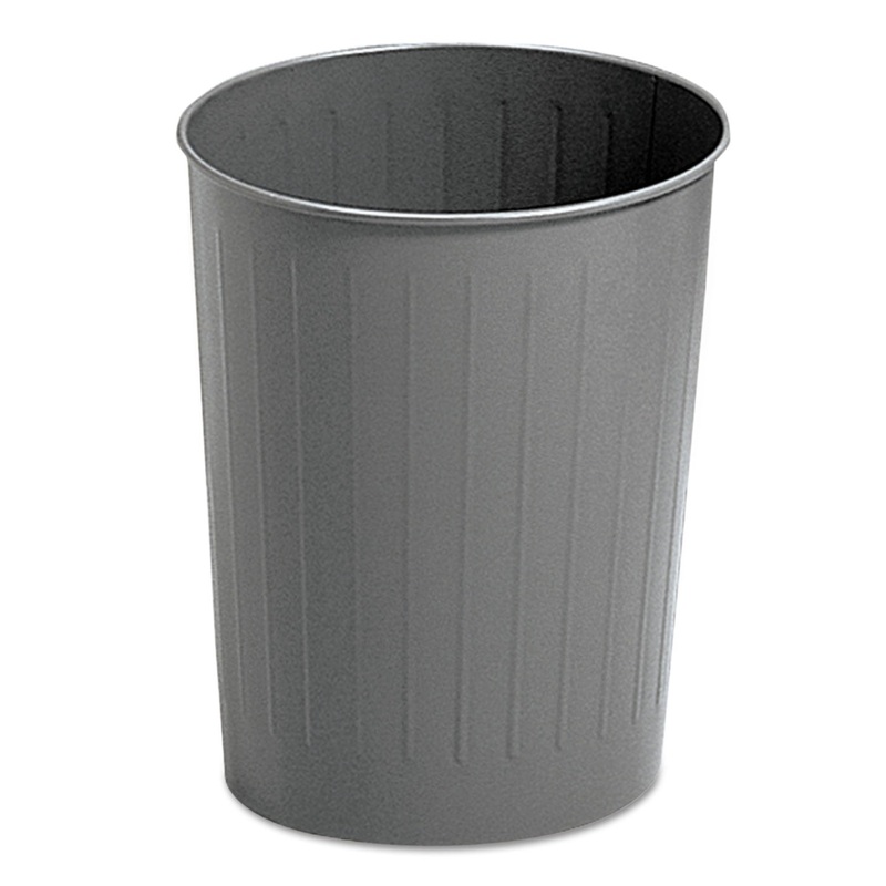 ROUND WASTEBASKET, STEEL, 23.5 QT, CHARCOAL