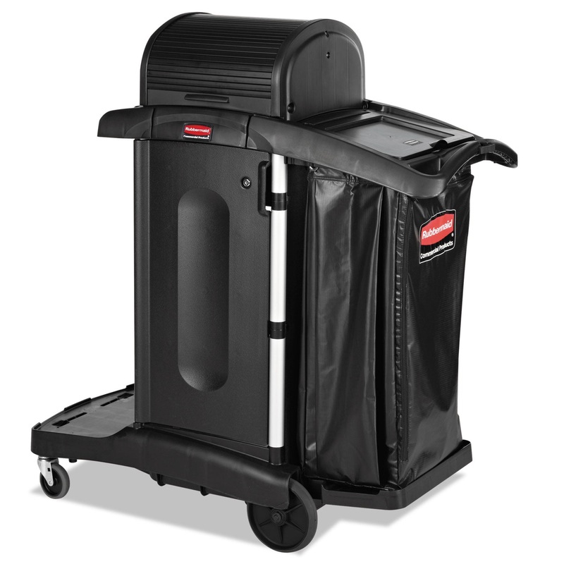 EXECUTIVE HIGH SECURITY JANITORIAL CLEANING CART, 23.1W X 39.6D X 27.5H, BLACK