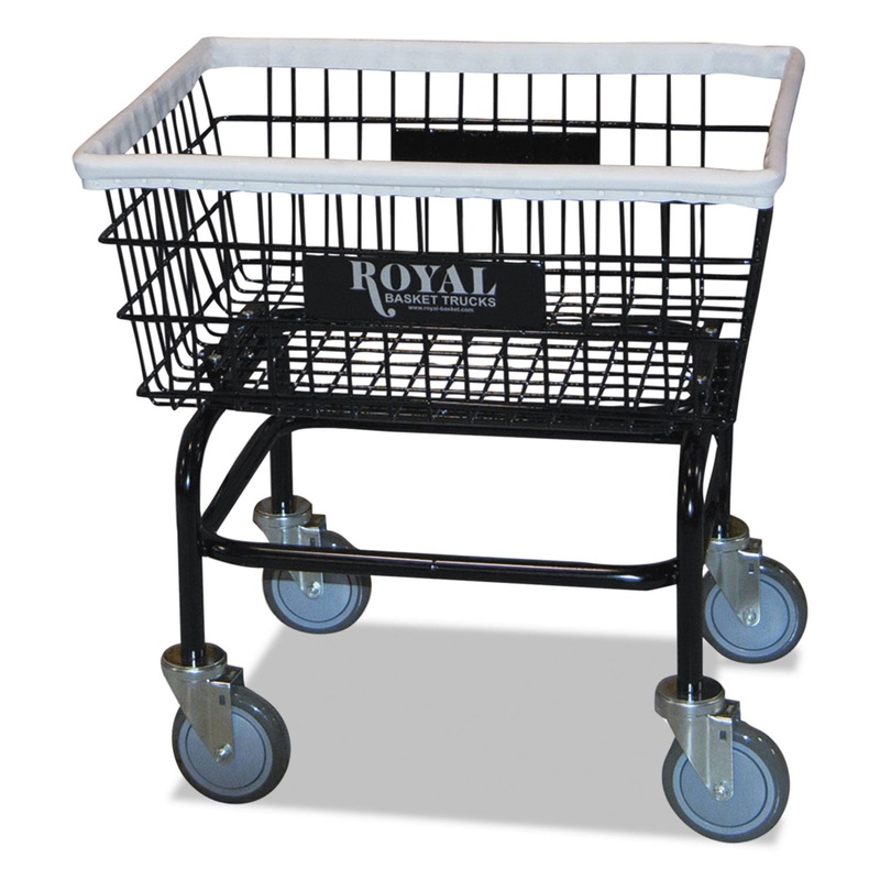 SMALL WIRE LAUNDRY CART, 21W X 26D X 26.5H, 200-LB CAPACITY, BLACK