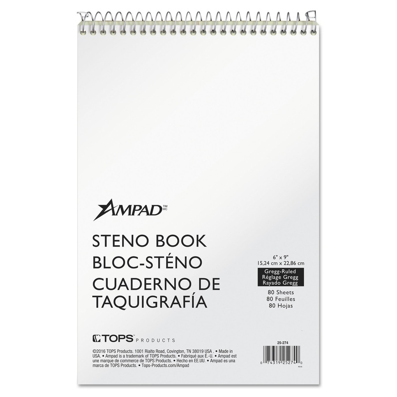 STENO BOOKS, GREGG RULE, TAN COVER, 6 X 9, 80 GREEN TINT SHEETS