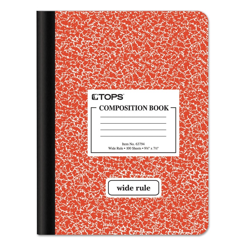 COMPOSITION BOOK, WIDE/LEGAL RULE, ASSORTED MARBLE COVERS, 9.75 X 7.5, 100 SHEETS