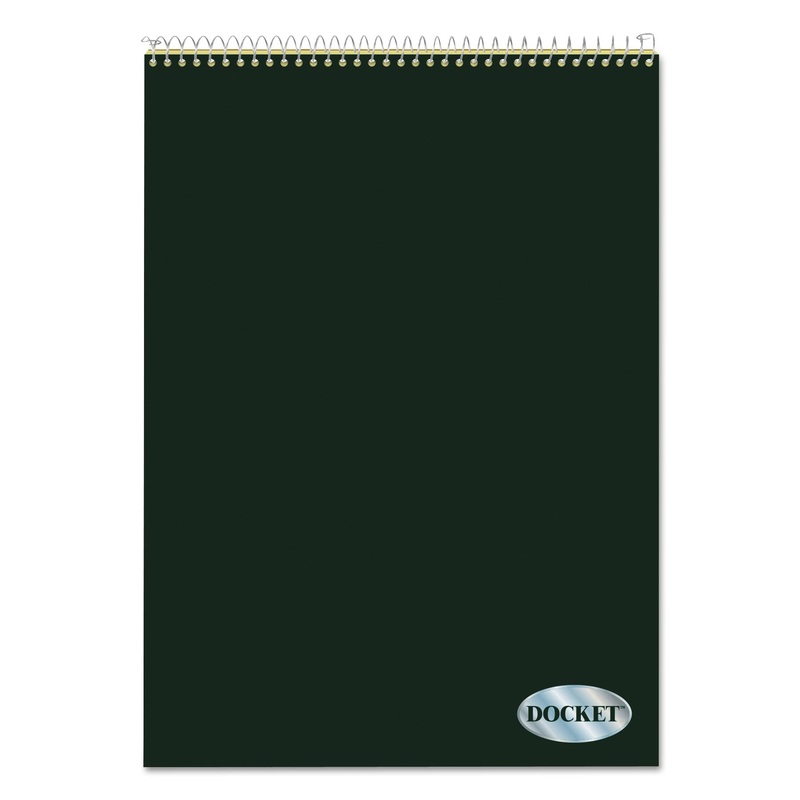 DOCKET RULED WIREBOUND PAD, WIDE/LEGAL RULE, GREEN COVER, 8.5 X 11.75, 70 SHEETS
