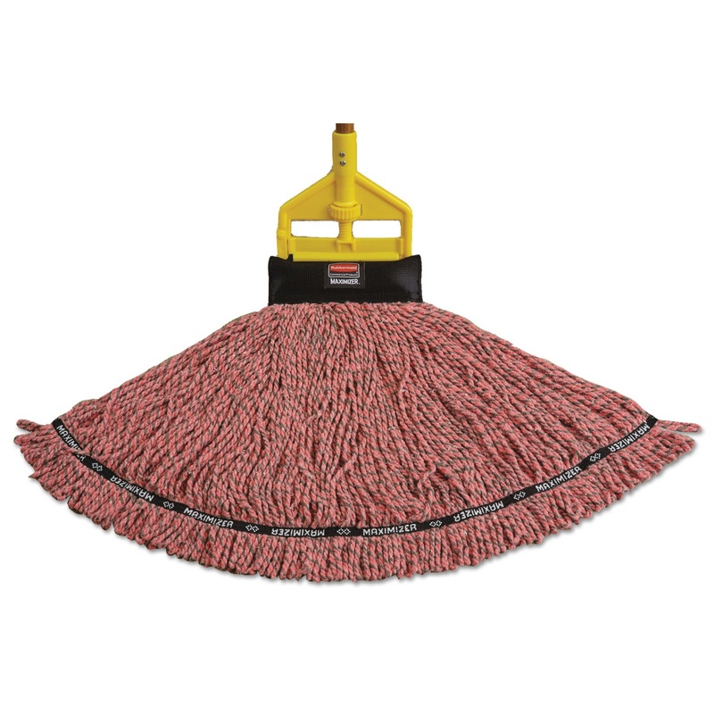 Maximizer Blended Mop Heads, Medium, Red, 6/carton