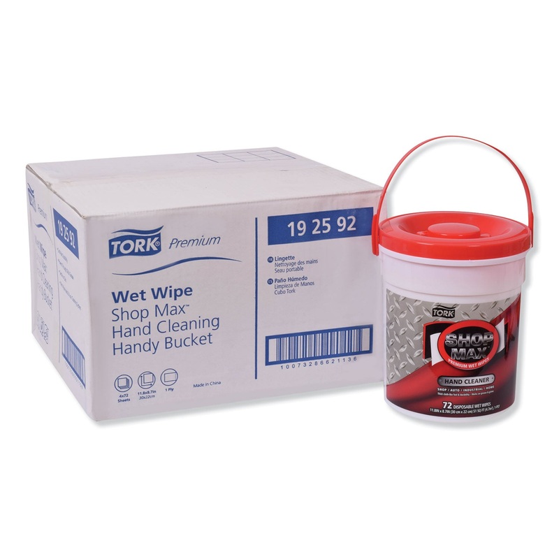 PREMIUM SHOPMAX WET WIPES, 8.7 X 11.8, FOR HANDS, 72/PACK, 4 PACKS/CARTON