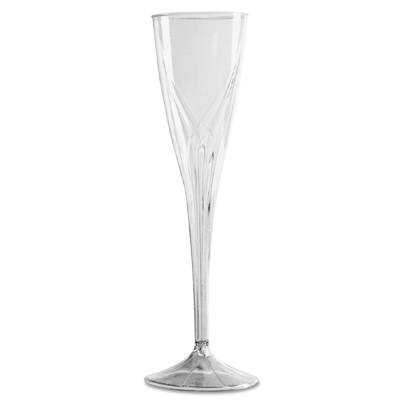 Classicware One-Piece Champagne Flutes, 5 Oz., Clear, Plastic, 10/pack