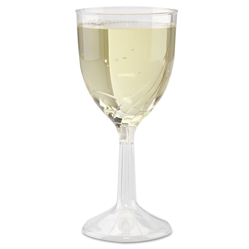 Classicware One-Piece Wine Glasses, 6 Oz., Clear, 10/pack