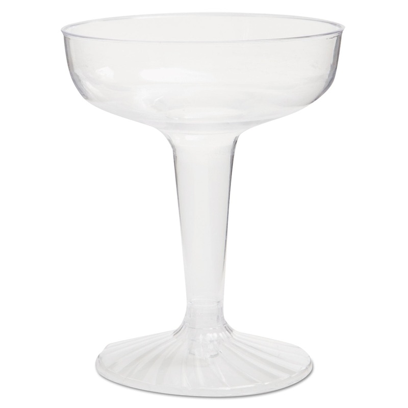 Comet Plastic Champagne Glasses, 4 Oz., Clear, Two-Piece Construction, 25/pack