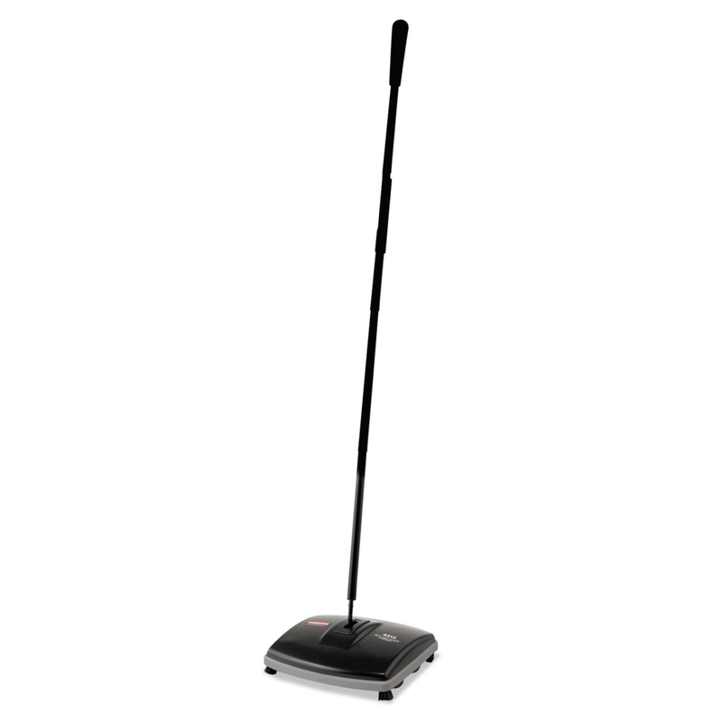 Floor & Carpet Sweeper, Plastic Bristles, 44″ Handle, Black/gray