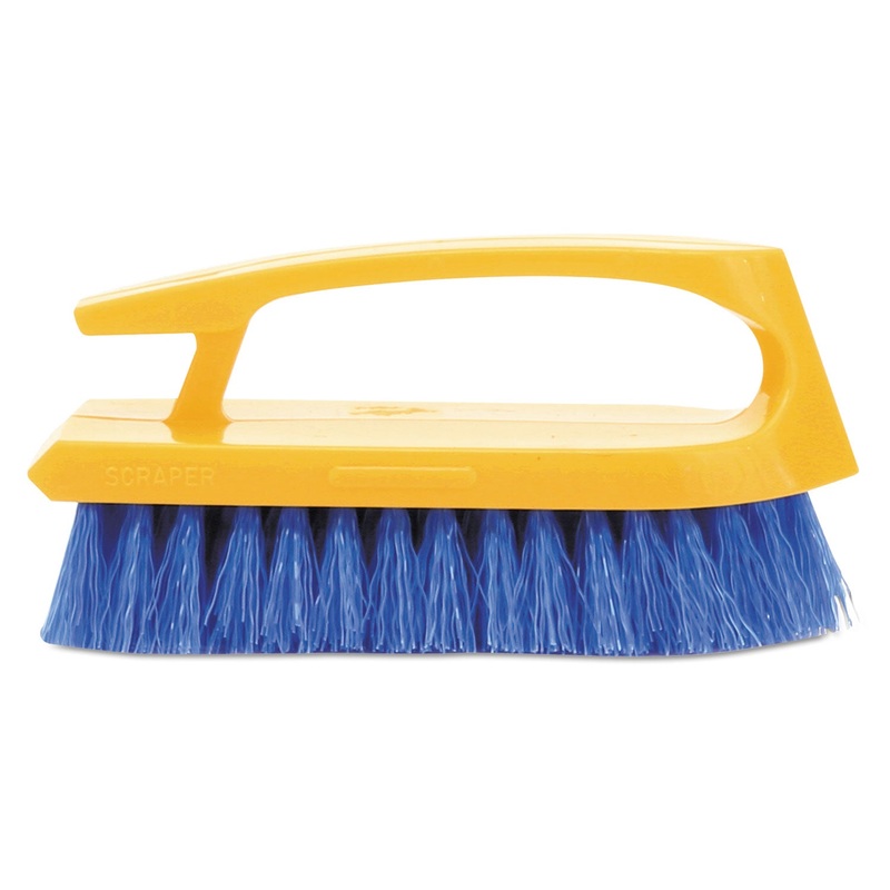 Long Handle Scrub Brush, 6″ Brush, Yellow Plastic Handle/blue Bristles
