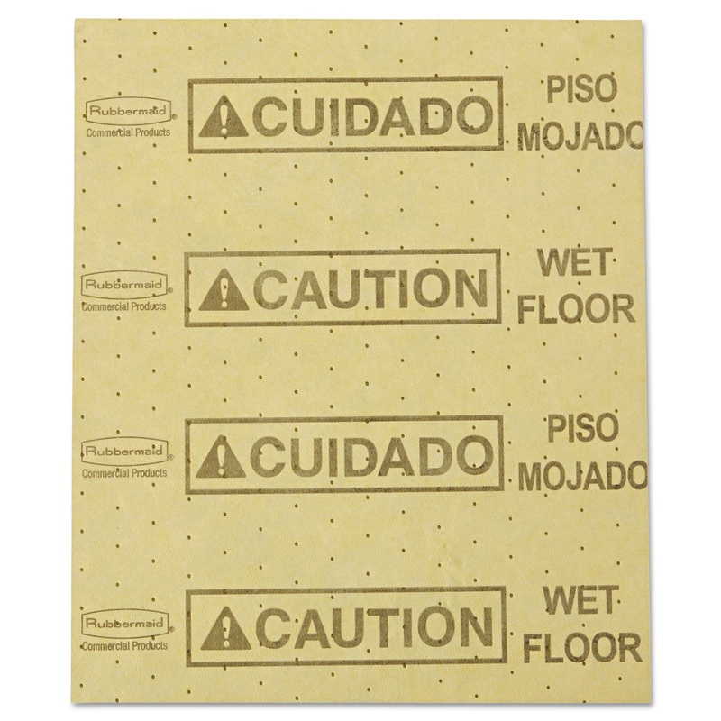 OVER-THE-SPILL PAD, “CAUTION WET FLOOR”, YELLOW, 16 1/2″ X 20″, 22 SHEETS/PAD