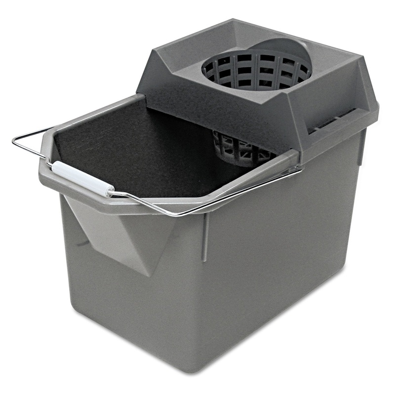 Pail/strainer Combination, 15qt, Steel Gray