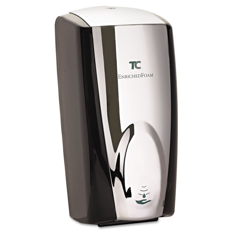 AUTOFOAM TOUCH-FREE DISPENSER, 1100 ML, 5.2″ X 5.25″ X 10.9″, BLACK/CHROME