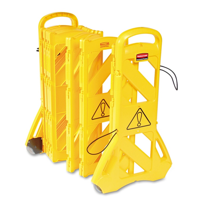 Portable Mobile Safety Barrier, Plastic, 13ft X 40″, Yellow