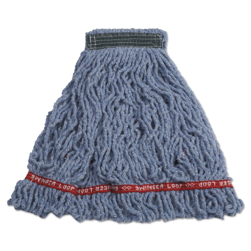 Swinger Loop Shrinkless Mop Heads, Cotton/synthetic, Blue, Medium, 6/carton
