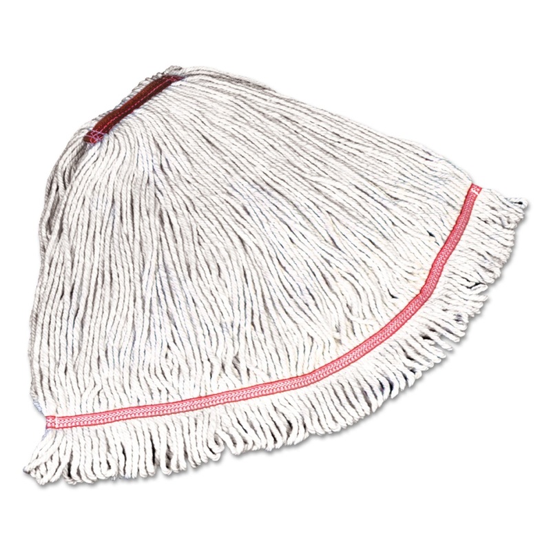 Swinger Loop Shrinkless Mop Heads, Cotton/synthetic, White, Large, 6/carton