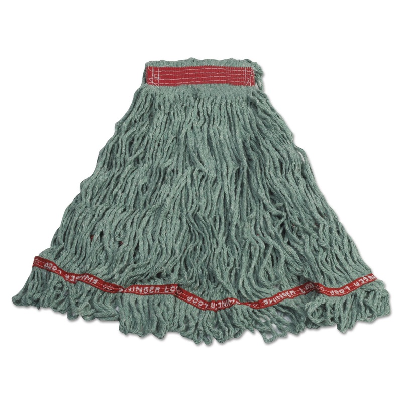 Swinger Loop Wet Mop Heads, Cotton/synthetic, Green, Large, 6/carton