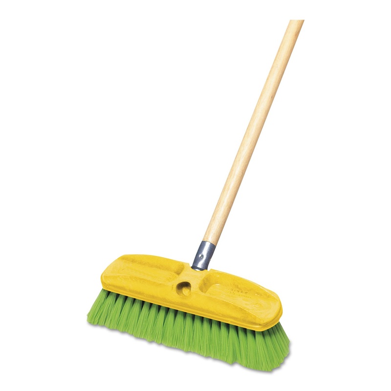 Synthetic-Fill Wash Brush, 10″ Yellow Plastic Block