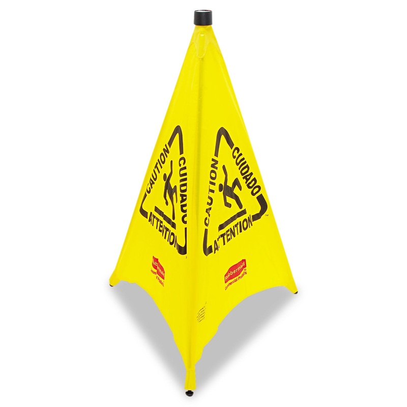 Three-Sided Caution, Wet Floor Safety Cone, 21w X 21d X 30h, Yellow