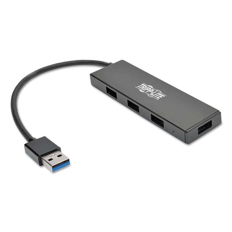 ULTRA-SLIM PORTABLE USB 3.0 SUPERSPEED HUB, 4 PORTS, BLACK