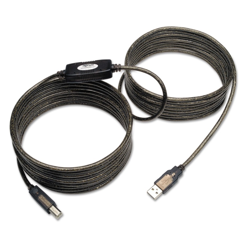 USB 2.0 ACTIVE REPEATER CABLE, A TO B (M/M), 25 FT., BLACK