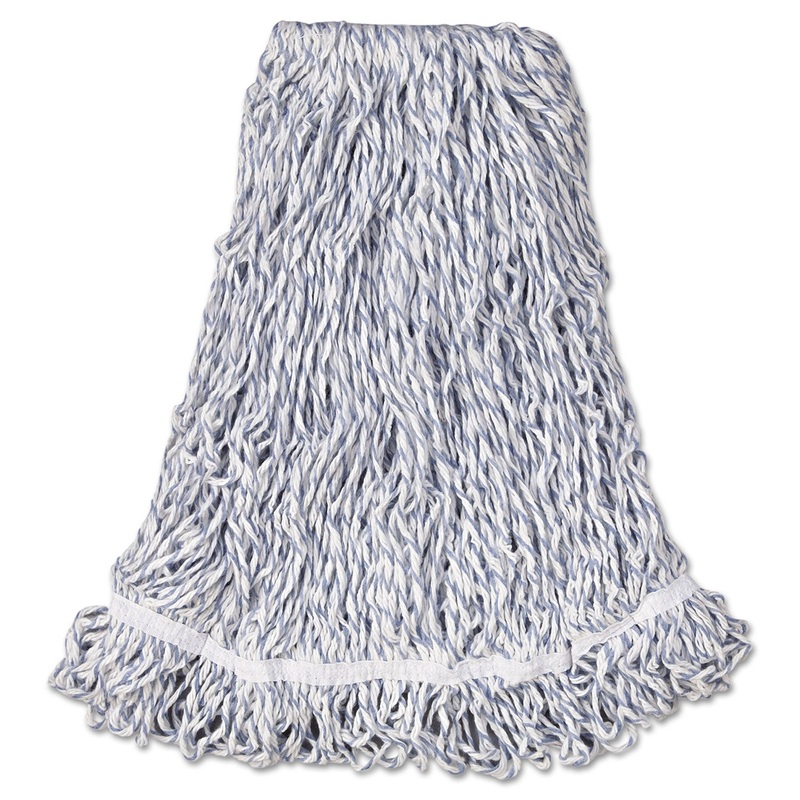 Web Foot Finish Mop, Cotton/synthetic, White, Large, 1″ White Headband, 6/carton