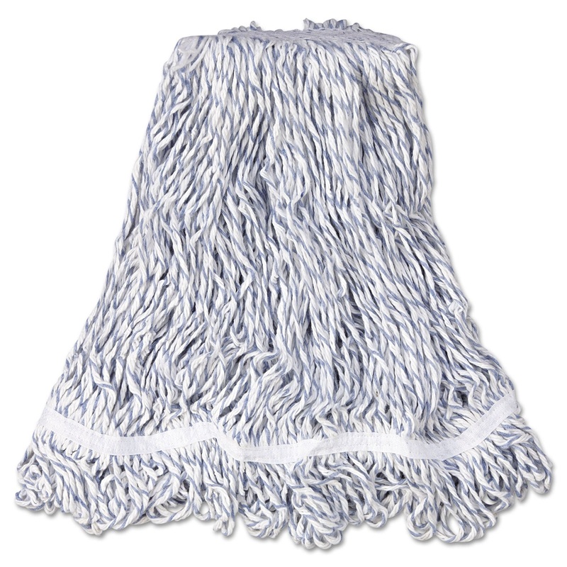Web Foot Finish Mop, White, Med, Cotton/synthetic, 1″. White Headband, 6/carton
