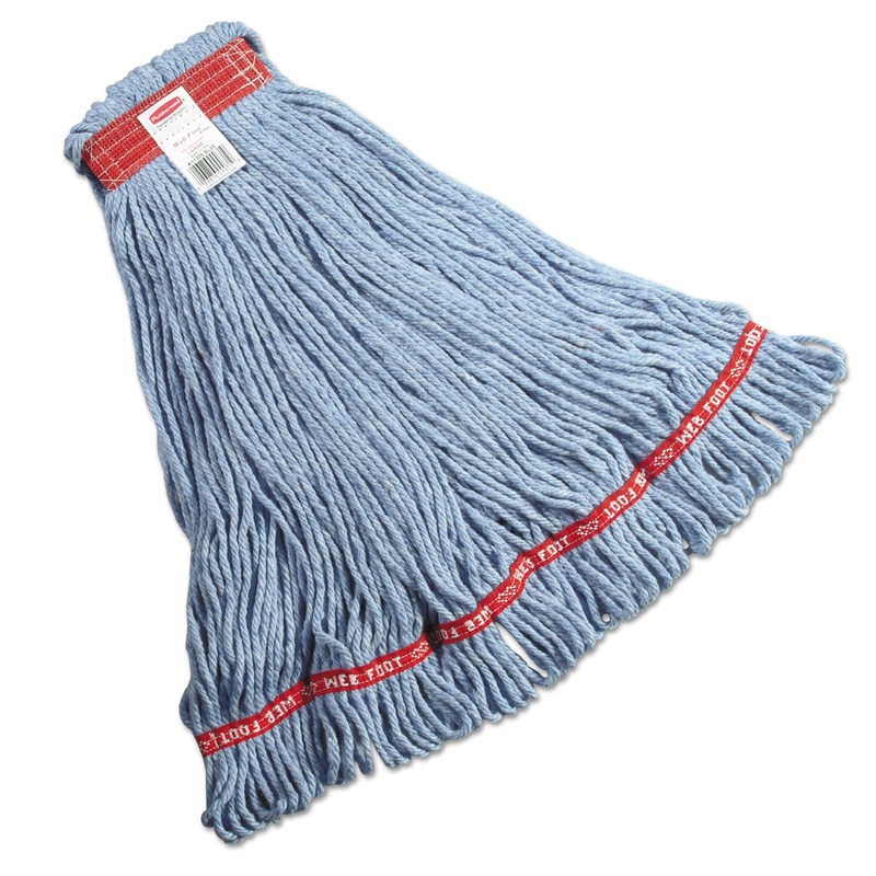 Web Foot Looped-End Wet Mop Head, Cotton/synthetic, Large Size, Blue, 6/carton