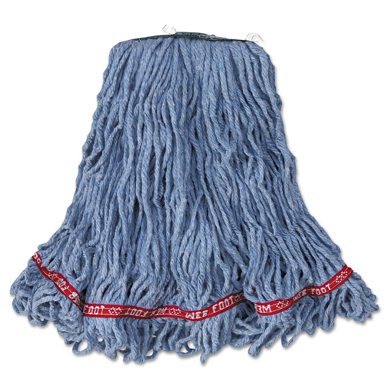 Web Foot Looped-End Wet Mop Head, Cotton/synthetic, Medium Size, Blue, 6/carton