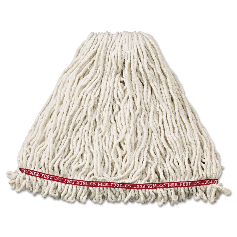 Web Foot Wet Mop Head, Shrinkless, Cotton/synthetic, White, Large, 6/carton