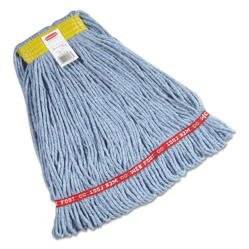 Web Foot Wet Mops, Cotton/synthetic, Blue, Small, 1″ Yellow Headband, 6/carton