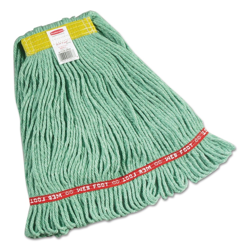 Web Foot Wet Mops, Cotton/synthetic, Green, Small, 1″yellow Headband,6/carton