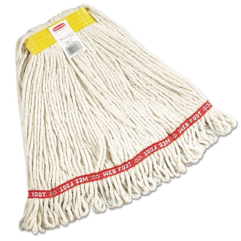 Web Foot Wet Mops, Cotton/synthetic, White, Small, 1″ Yellow Headband,6/carton