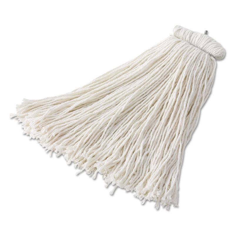 Bolt-On Cut-End Mop Head, Rayon, 20oz, White, 12/carton
