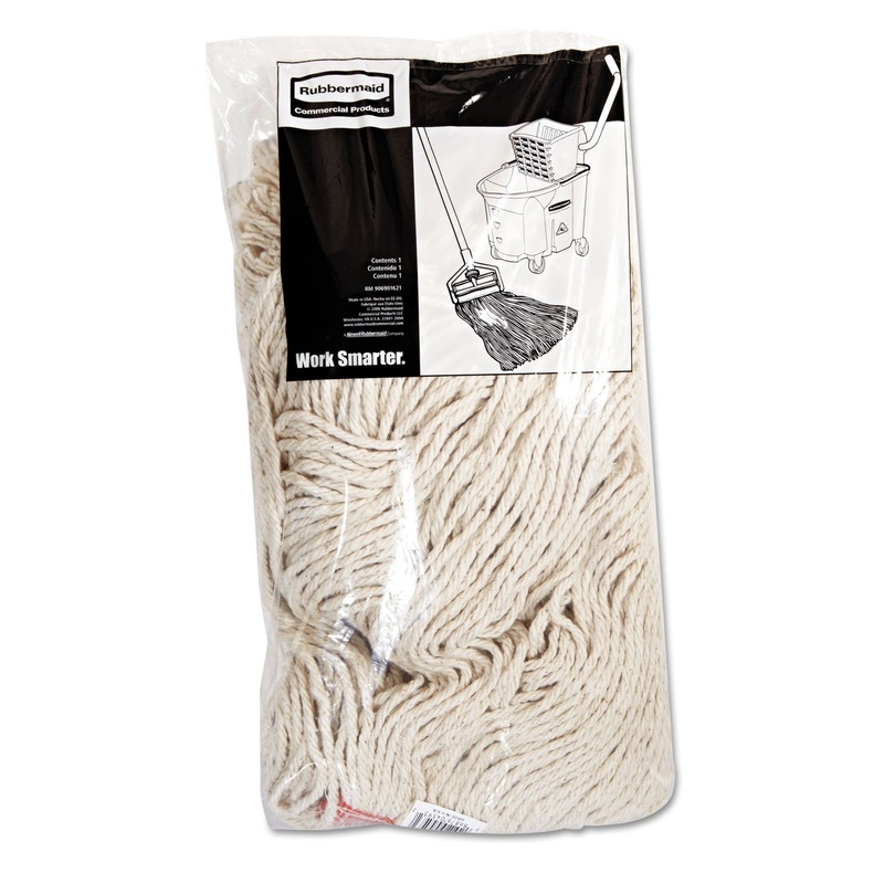 Cotton/synthetic Cut-End Blend Mop Head, 20oz, 1″ Band, White, 12/carton