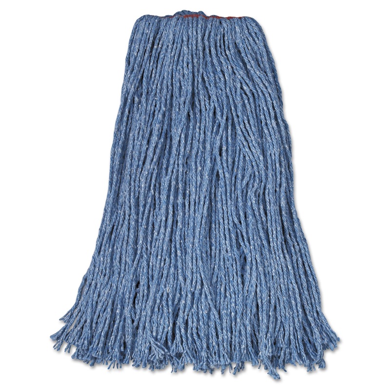 Cotton/synthetic Cut-End Blend Mop Head, 32oz, 1″ Band, Blue, 12/carton