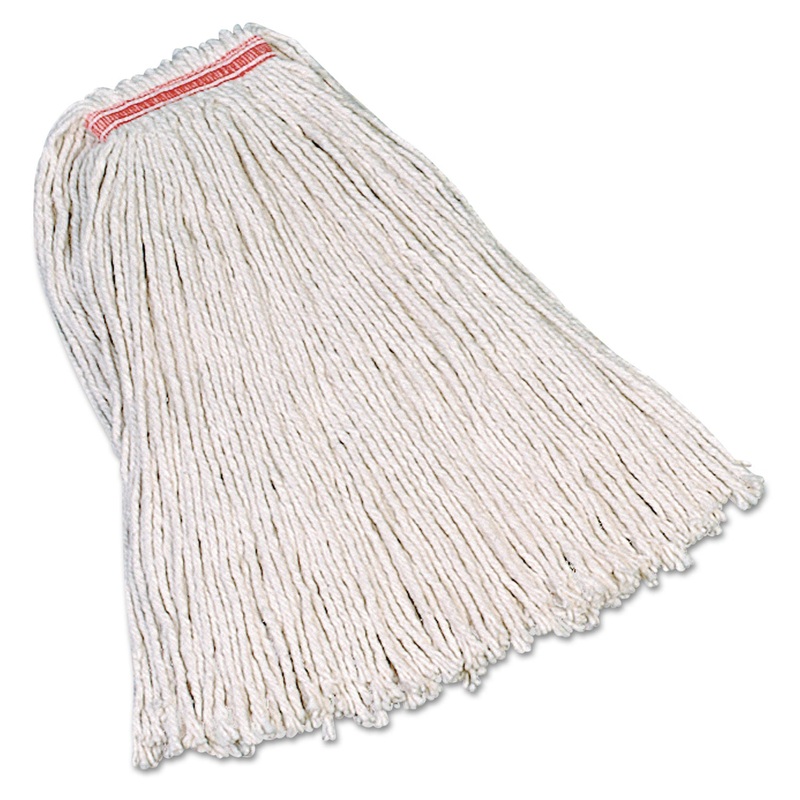 Premium Cut-End Cotton Mop, White, 20 Oz, 1-In. Orange Headband
