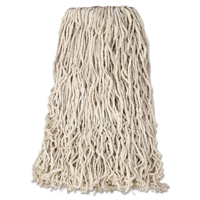 Premium Cut-End Cotton Wet Mop Head, 24oz, White, 1″ Orange Band, 12/carton