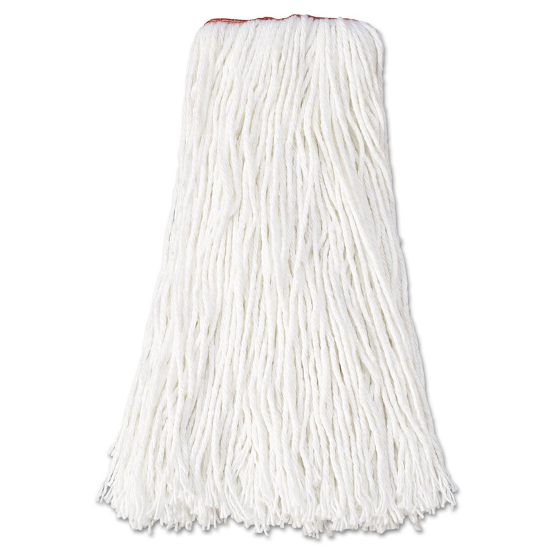 Premium Cut-End Rayon Mop Head, 16oz, White, 1″ Orange Band, 12/carton