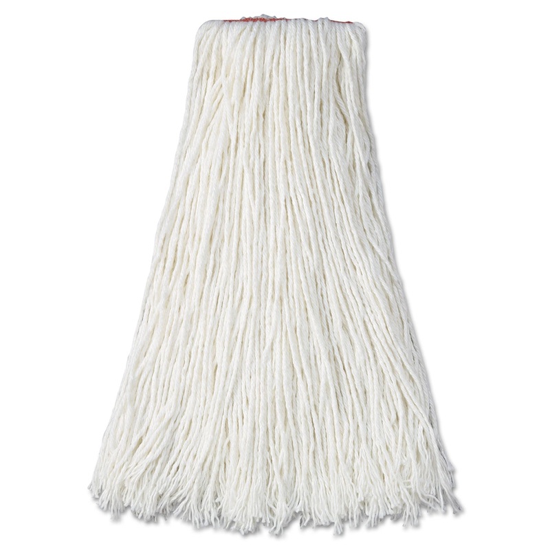 Premium Cut-End Rayon Mop Head, 20oz, White, 1″ Orange Band, 12/carton