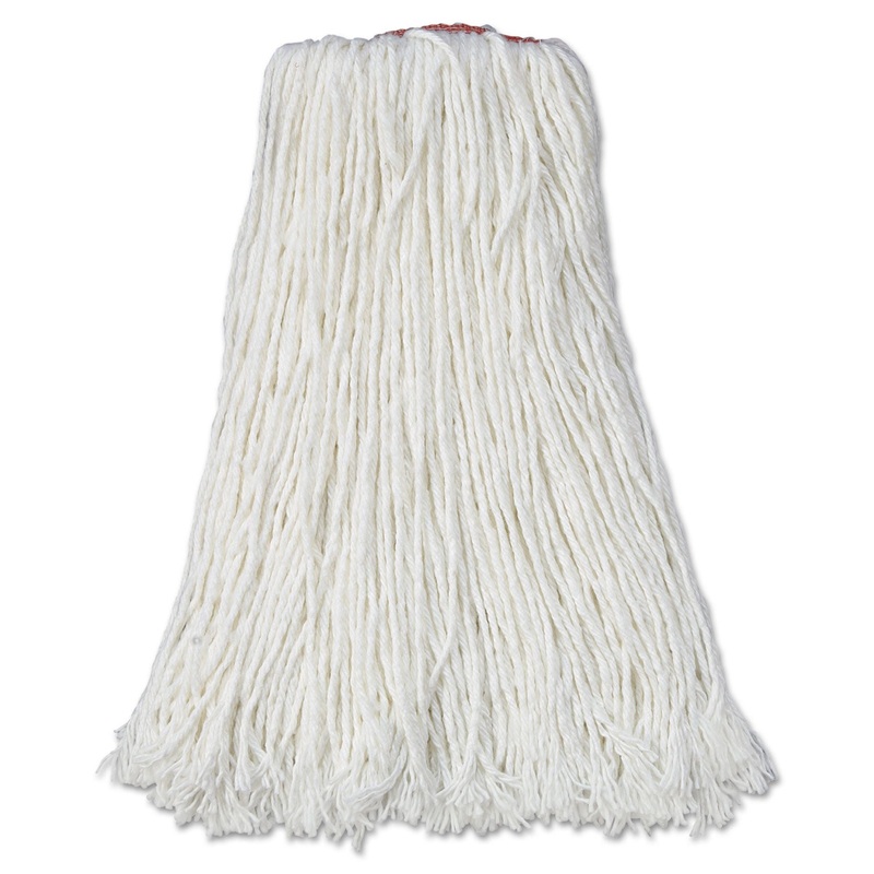 Premium Cut-End Rayon Mop Head, 24oz, White, 1″ Orange Band, 12/carton