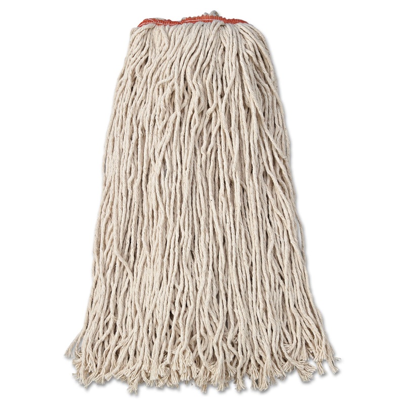 Premium Eight-Ply Cut-End Cotton Wet Mop Head, 24oz, White, 12/carton