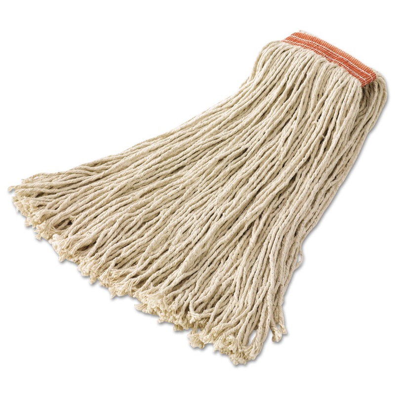 Premium Eight-Ply Cut-End Wet Mop Head, Cotton, 16oz, White, 12/carton