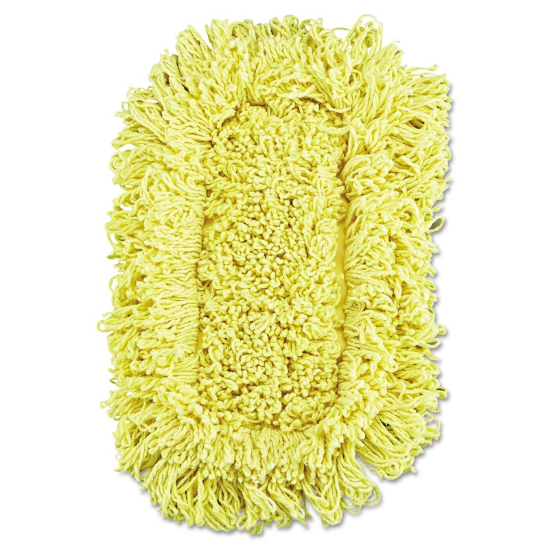 Trapper Looped-End Dust Mop Head, 12 X 5, Yellow, 12/carton