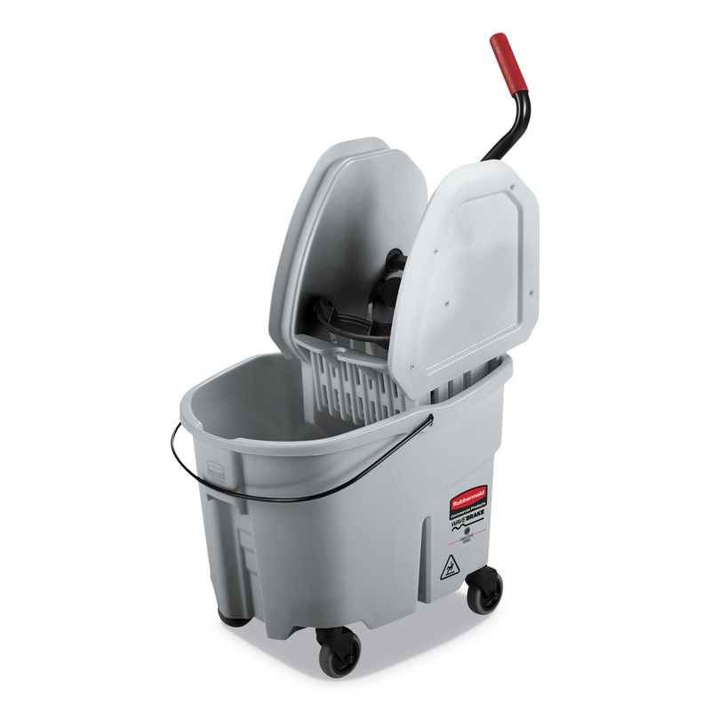 WAVEBRAKE 2.0 BUCKET/WRINGER COMBOS, DOWN-PRESS, 35 QT, PLASTIC, GRAY