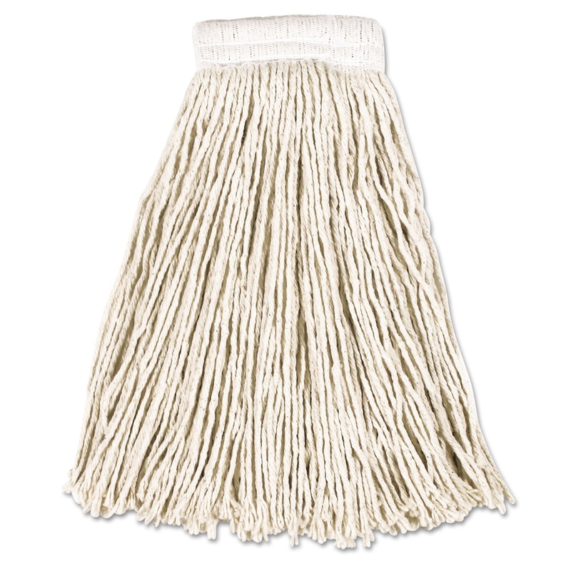 Economy Cotton Mop Heads, Cut-End, White, 16 Oz, 5-In White Headband
