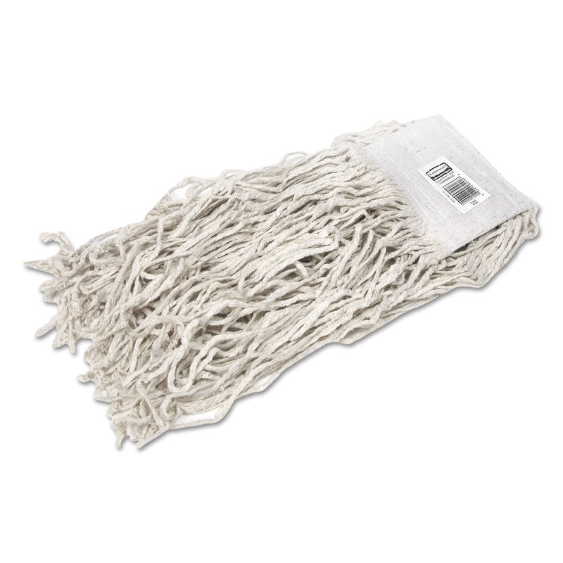 Economy Cotton Mop Heads, Cut-End, White, 24 Oz, 5-In White Headband, 12/carton