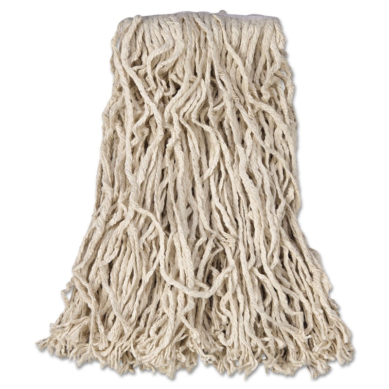 Economy Cut-End Cotton Wet Mop Head, 16oz, 1″ Band, White, 12/carton