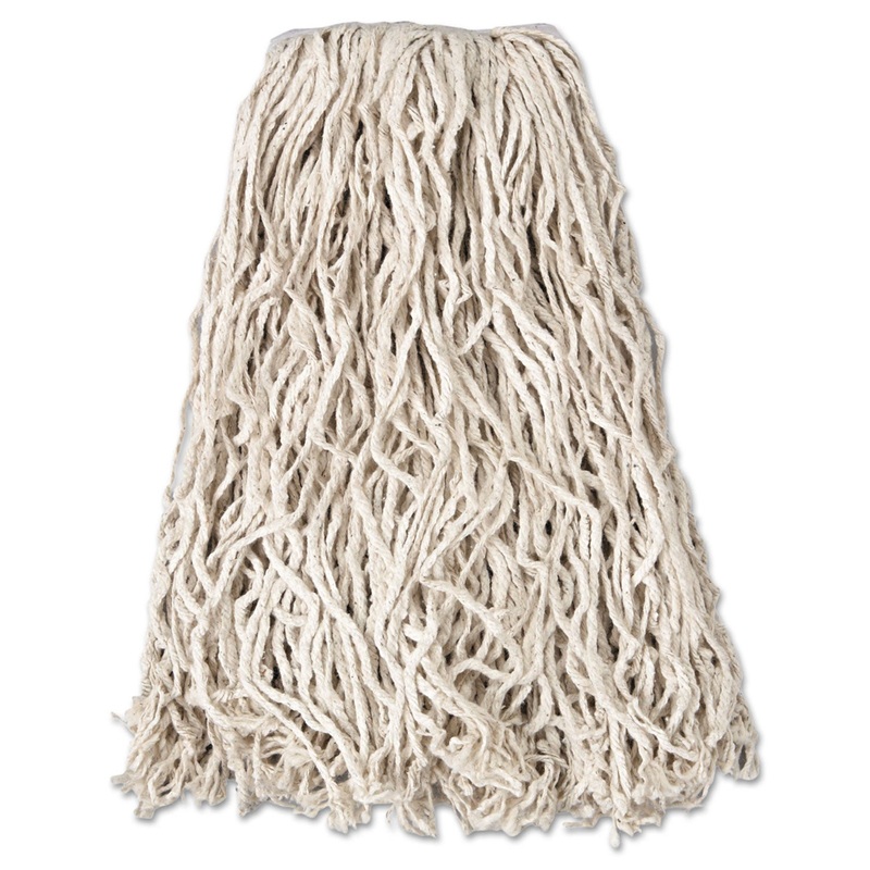Economy Cut-End Cotton Wet Mop Head, 20oz, 1″ Band, White, 12/carton