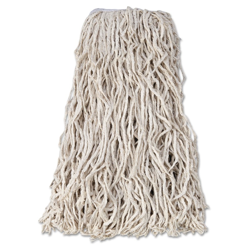 Economy Cut-End Cotton Wet Mop Head, 24oz, 1″ Band, White, 12/carton