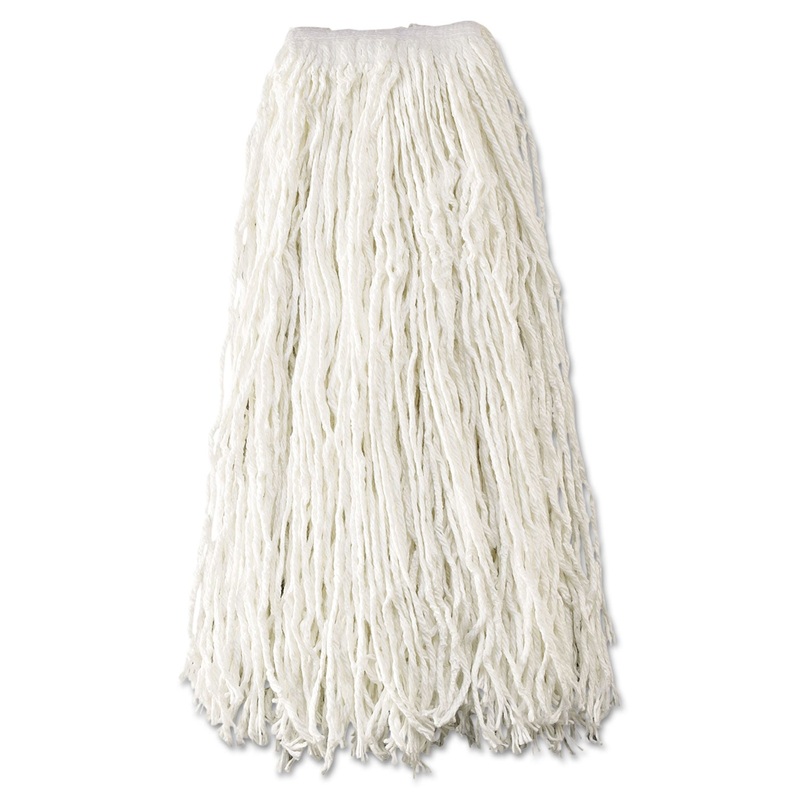 Economy Cut-End Rayon Mop Head, 24oz, 1″ Band, White, 12/carton